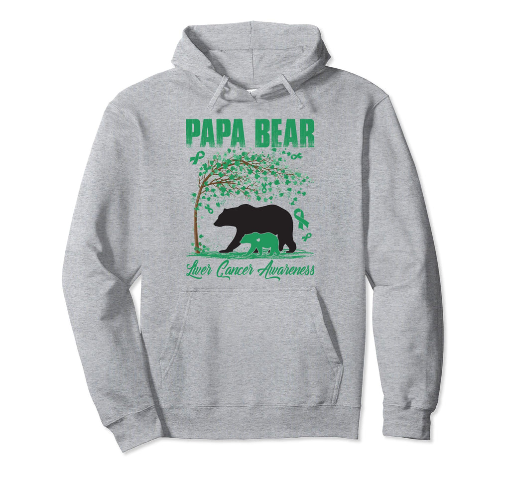 Proud Papa Bear Liver Cancer Awareness Hoodie - Aesthetic Graphic Unisex - T-Shirt, Sweatshirt, Hoodie