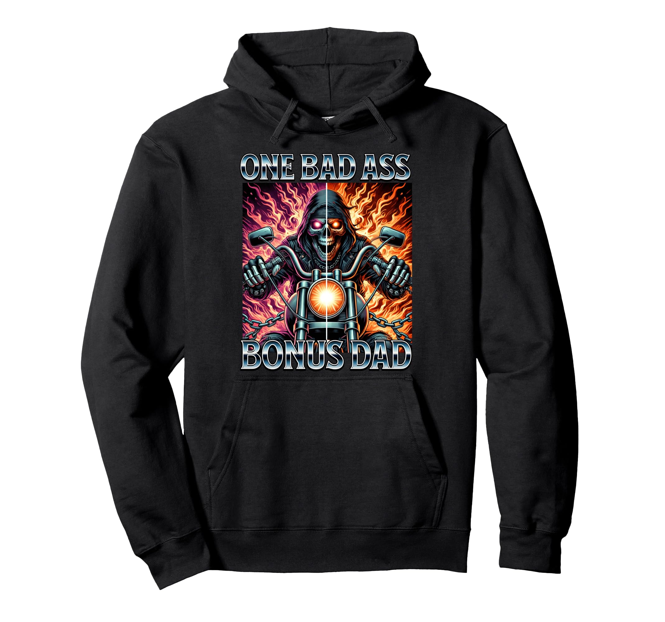 Bad Ass Bonus Dad Skeleton Step Dad Hoodie - Streetwear Style Men Women - T-Shirt, Sweatshirt, Hoodie