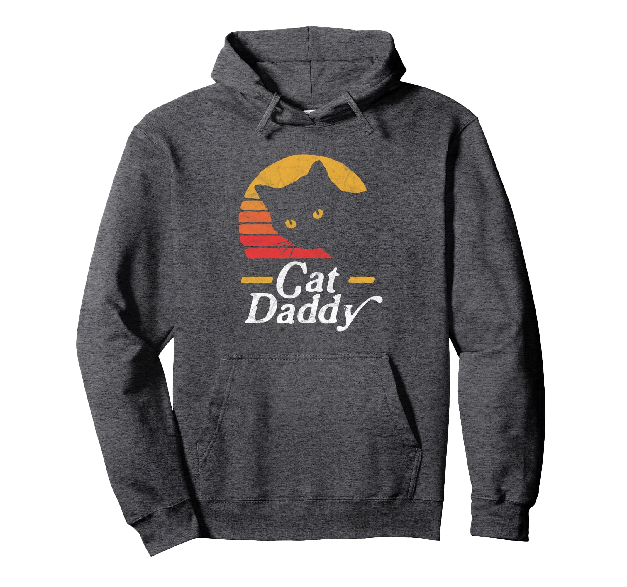Cat Daddy Eighties Cat Distressed Hoodie - Fun Novelty Design Men Women - T-Shirt, Sweatshirt, Hoodie