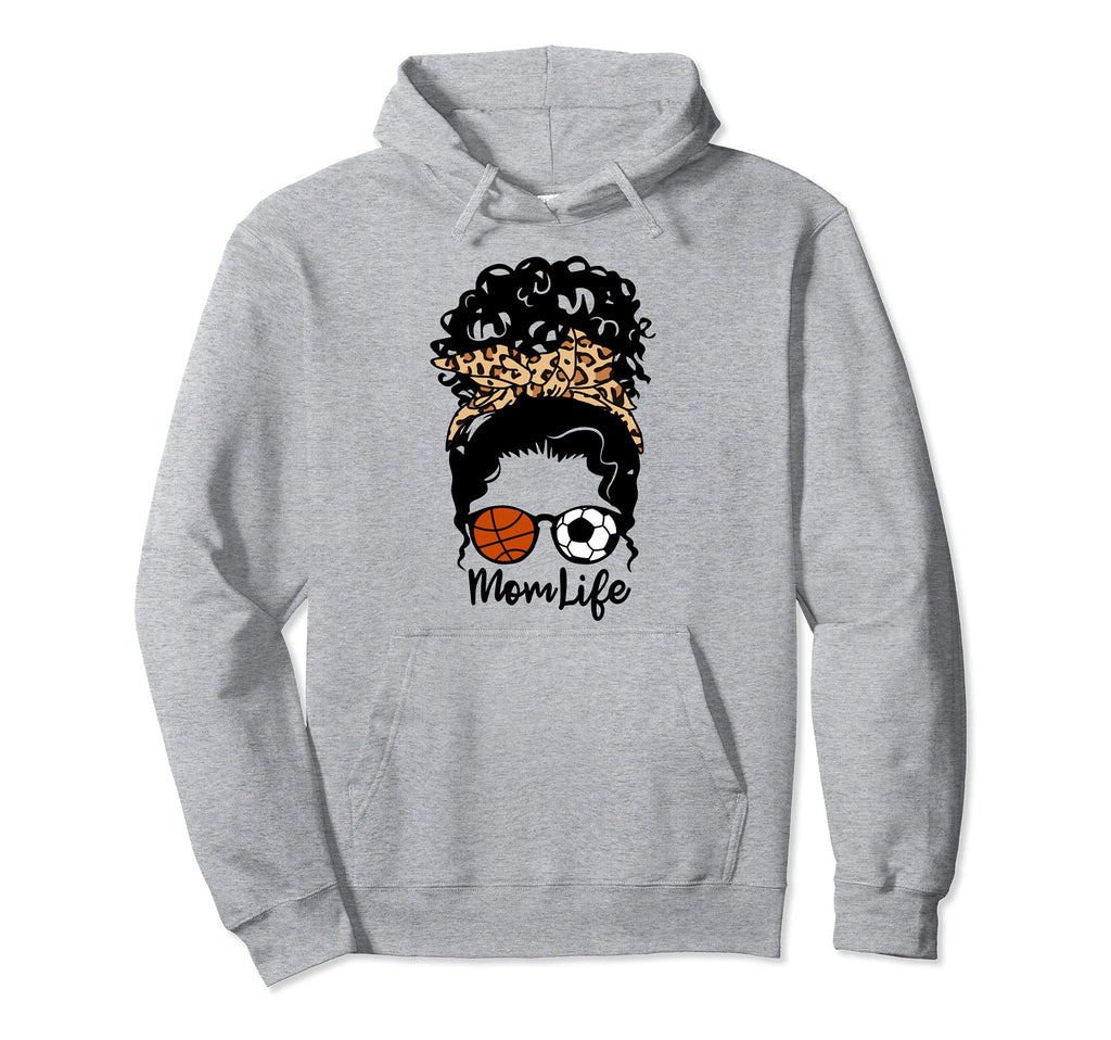 Mom Life Messy Bun Curly Hair Basketball Hoodie - Novelty Apparel Unisex - T-Shirt, Sweatshirt, Hoodie