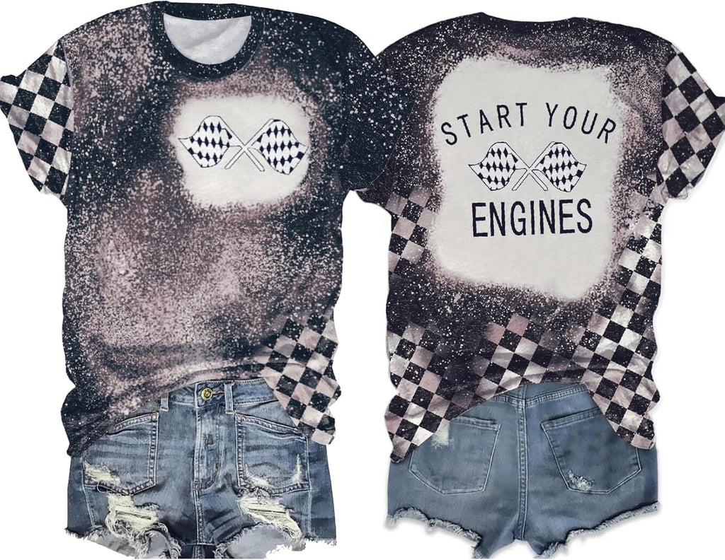 Racing for Women Checkered Flag Graphic Raceday - Adult & Kids T-Shirts, Sweatshirts & Hoodies apparel design preview 1
