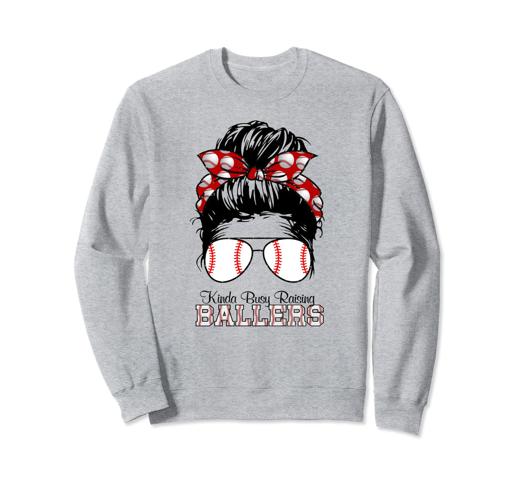 Kinda Busy Raising Ballers Messy Sweatshirt - Minimalist Print for Adults - T-Shirt, Sweatshirt, Hoodie