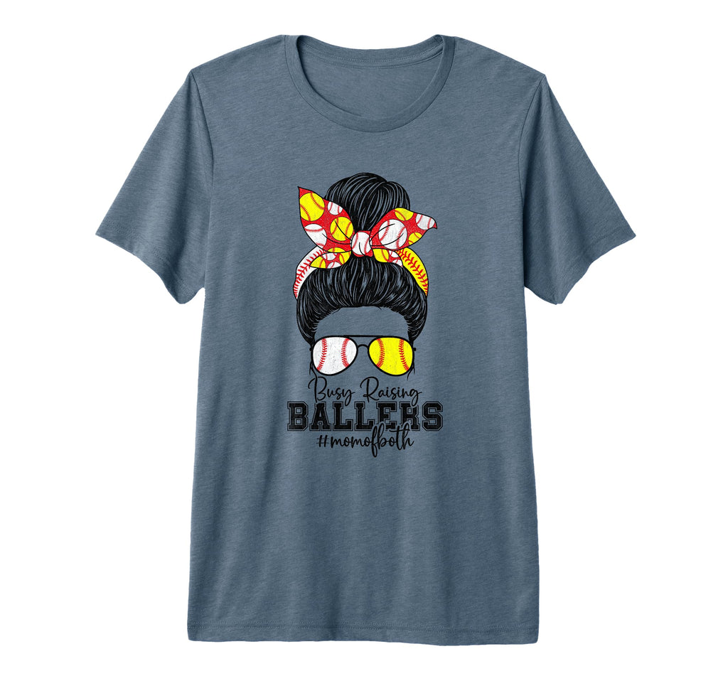 Busy Raising Ballers Softball Funny T-Shirt - Novelty Apparel for Adults - T-Shirt, Sweatshirt, Hoodie