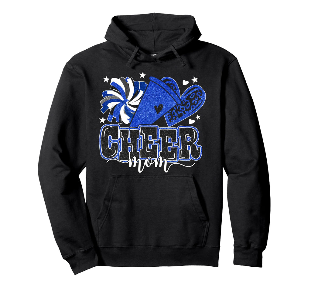 Cheer Mom Blue Cheerleader Game Day Hoodie - Aesthetic Graphic Men Women - T-Shirt, Sweatshirt, Hoodie