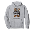 Football Aunt Messy Bun Sunglasses Hoodie - Minimalist Print Men Women - T-Shirt, Sweatshirt, Hoodie