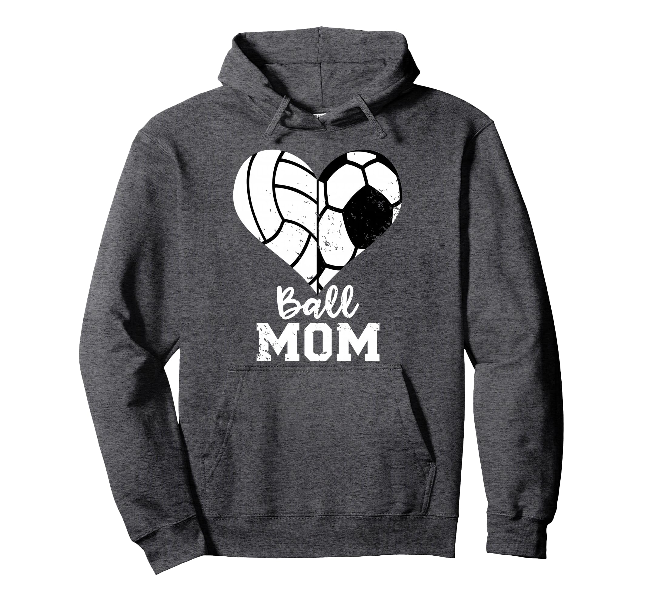 Ball Mom Heart Funny Soccer Volleyball Hoodie - Fun Novelty Design Unisex - T-Shirt, Sweatshirt, Hoodie
