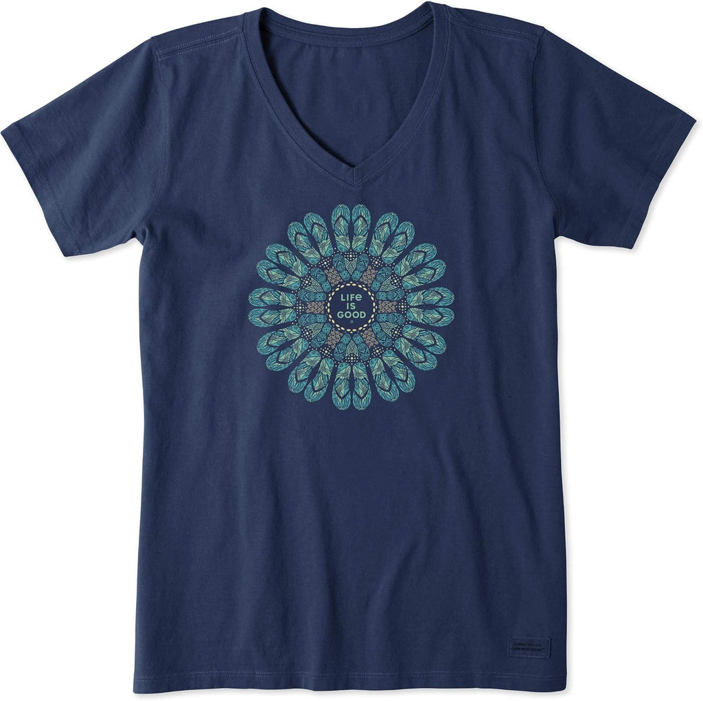 Womens Crusher Vee Flip Flop Mandala, Darkest Blue - Adult & Kids T-Shirts, Sweatshirts & Hoodies apparel design preview 1