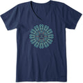 Womens Crusher Vee Flip Flop Mandala, Darkest Blue - Adult & Kids T-Shirts, Sweatshirts & Hoodies apparel design preview 1