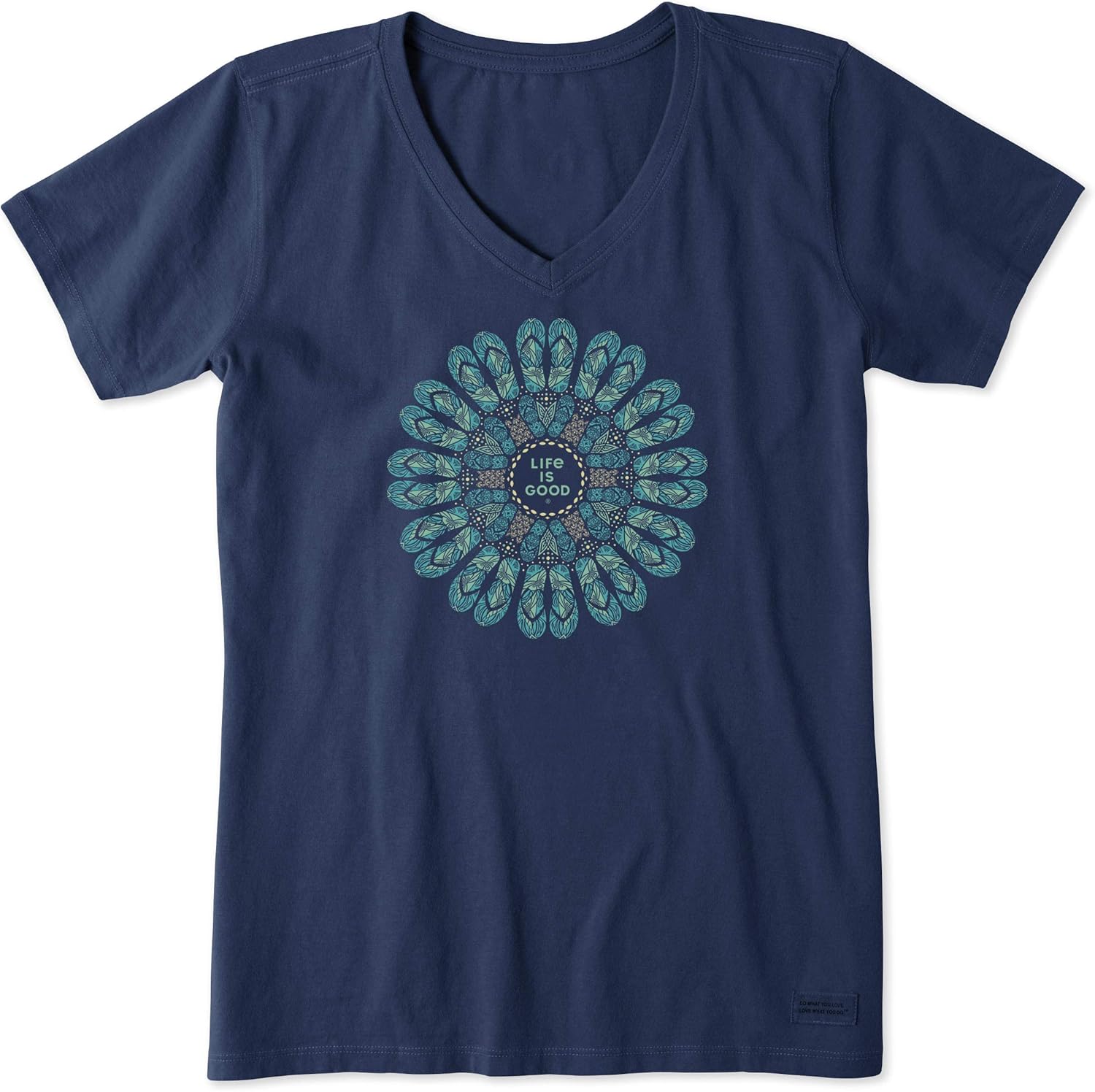 Womens Crusher Vee Flip Flop Mandala, Darkest Blue - Adult & Kids T-Shirts, Sweatshirts & Hoodies apparel design preview 1