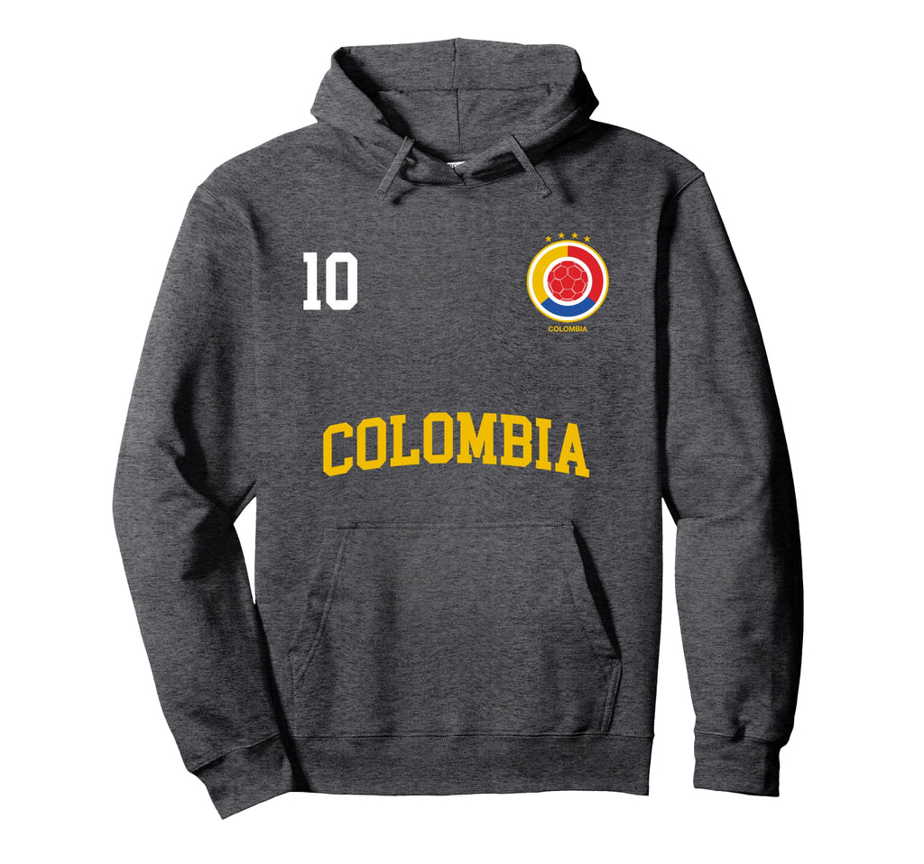 Colombia Soccer No 10 Colombian Flag Hoodie - Unique Graphic for Adults - T-Shirt, Sweatshirt, Hoodie