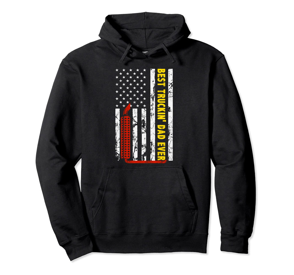 Best Truckin Dad Ever Thin Yellow Hoodie - Fun Novelty Design Men Women - T-Shirt, Sweatshirt, Hoodie