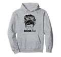 Soccer Aunt Auntie Messy Bun Cheer Hoodie - Graphic Print for Adults - T-Shirt, Sweatshirt, Hoodie