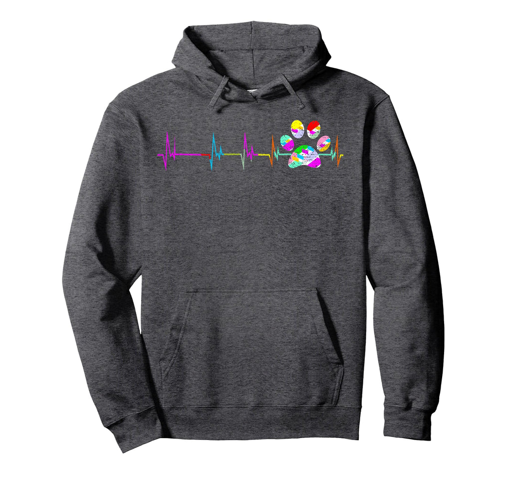 Dog Paw Heartbeat Mom Love Dogs Hoodie - Trendy Graphic Men Women - T-Shirt, Sweatshirt, Hoodie