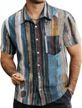 Mens Summer Striped Button Down Short Sleeve Vintage - Adult & Kids T-Shirts, Sweatshirts & Hoodies apparel design preview 1