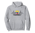 Colombia Heartbeat Colombian Flag Fan Hoodie - Graphic Print for Adults - T-Shirt, Sweatshirt, Hoodie