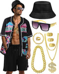80s 90s Outfit for Men, Hip Hop Costume Button Up - Adult & Kids T-Shirts, Sweatshirts & Hoodies apparel design preview 1