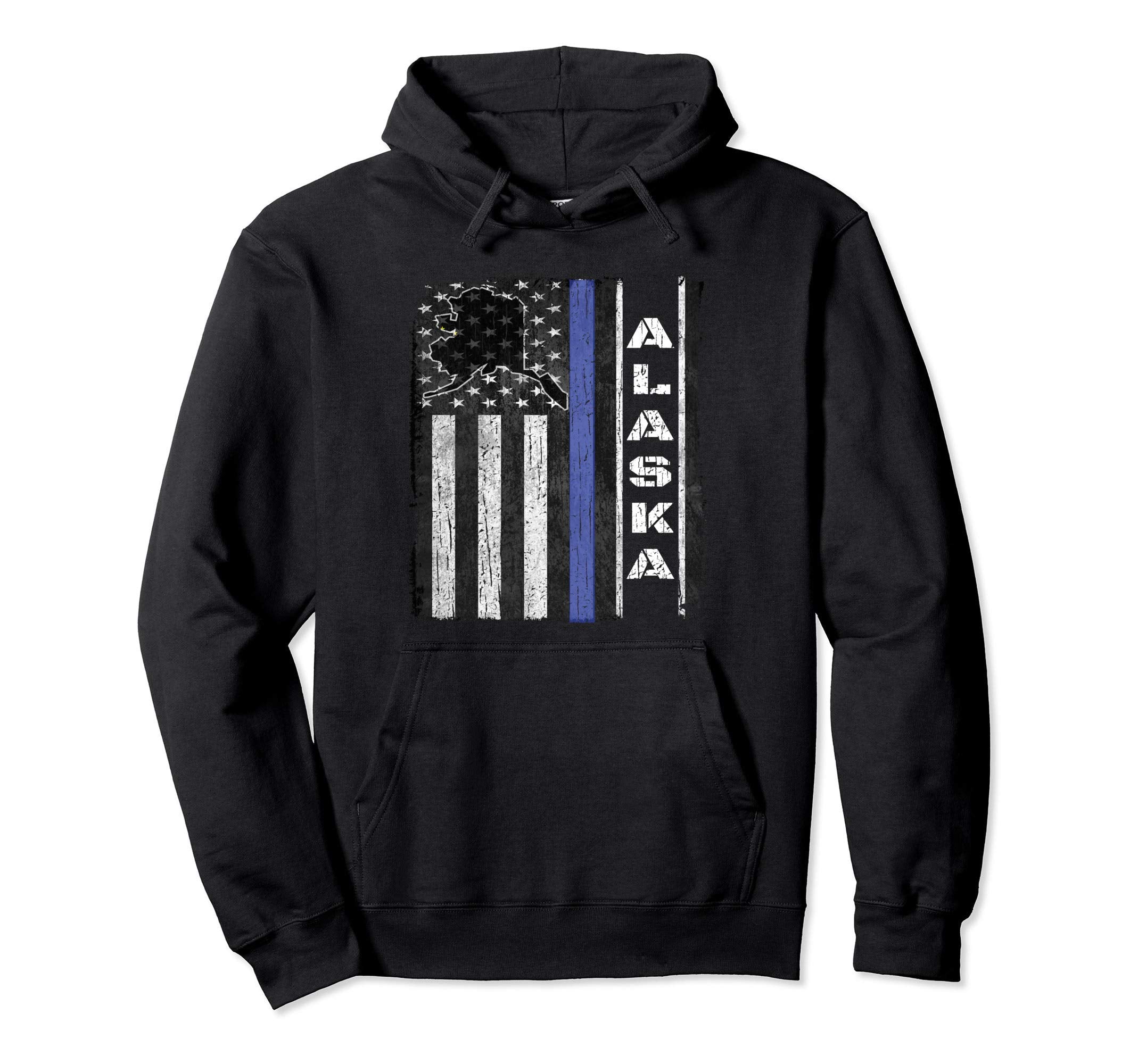 Alaska Thin Blue Line Police Flag Cop Hoodie - Graphic Print for Adults - T-Shirt, Sweatshirt, Hoodie