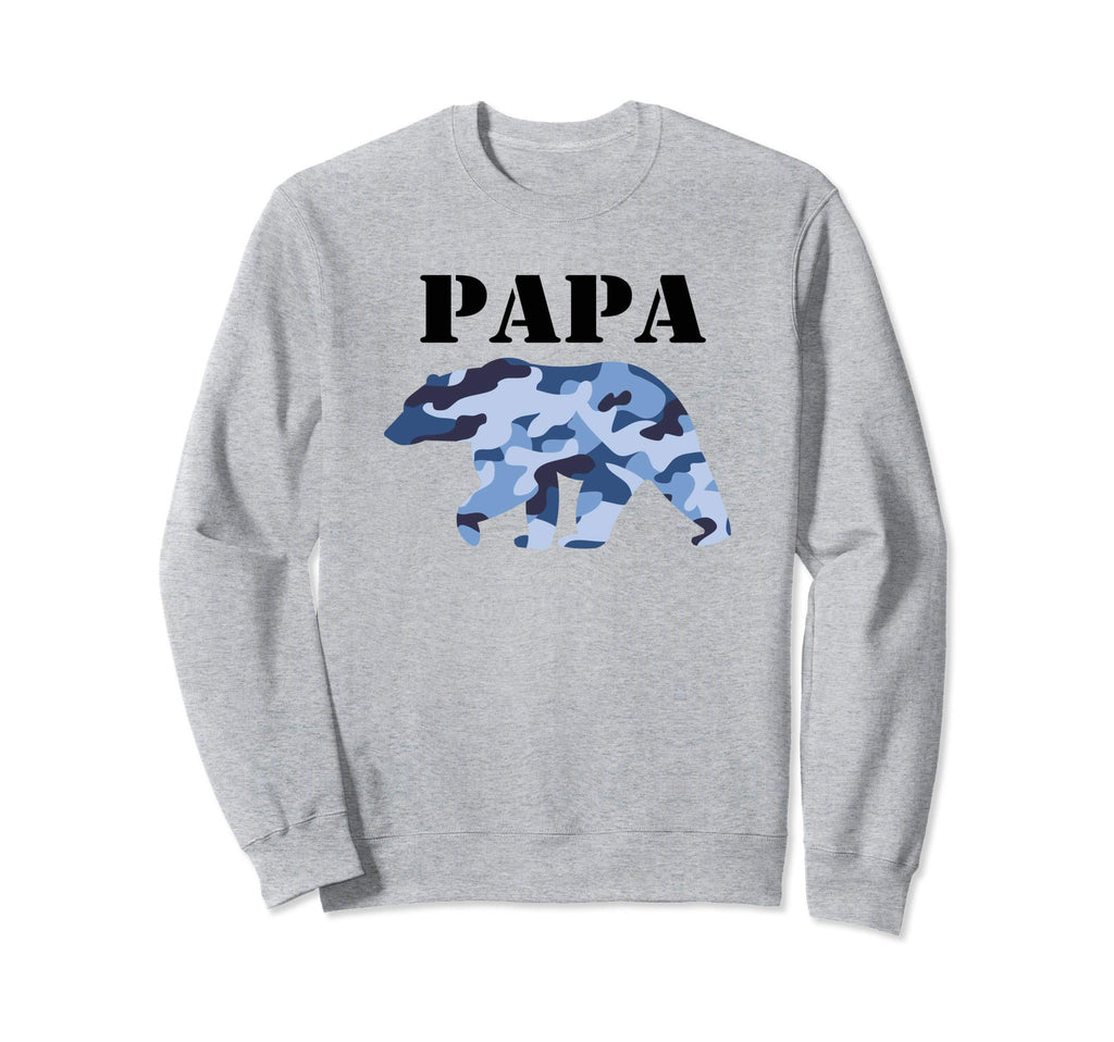 Camo Papa Bear Daddy Bear Blue Sweatshirt - Fun Novelty Design for Adults - T-Shirt, Sweatshirt, Hoodie