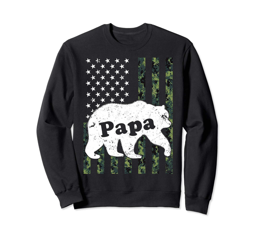 Mens Papa Bear Camouflage Usa Sweatshirt - Trendy Graphic for Adults - T-Shirt, Sweatshirt, Hoodie
