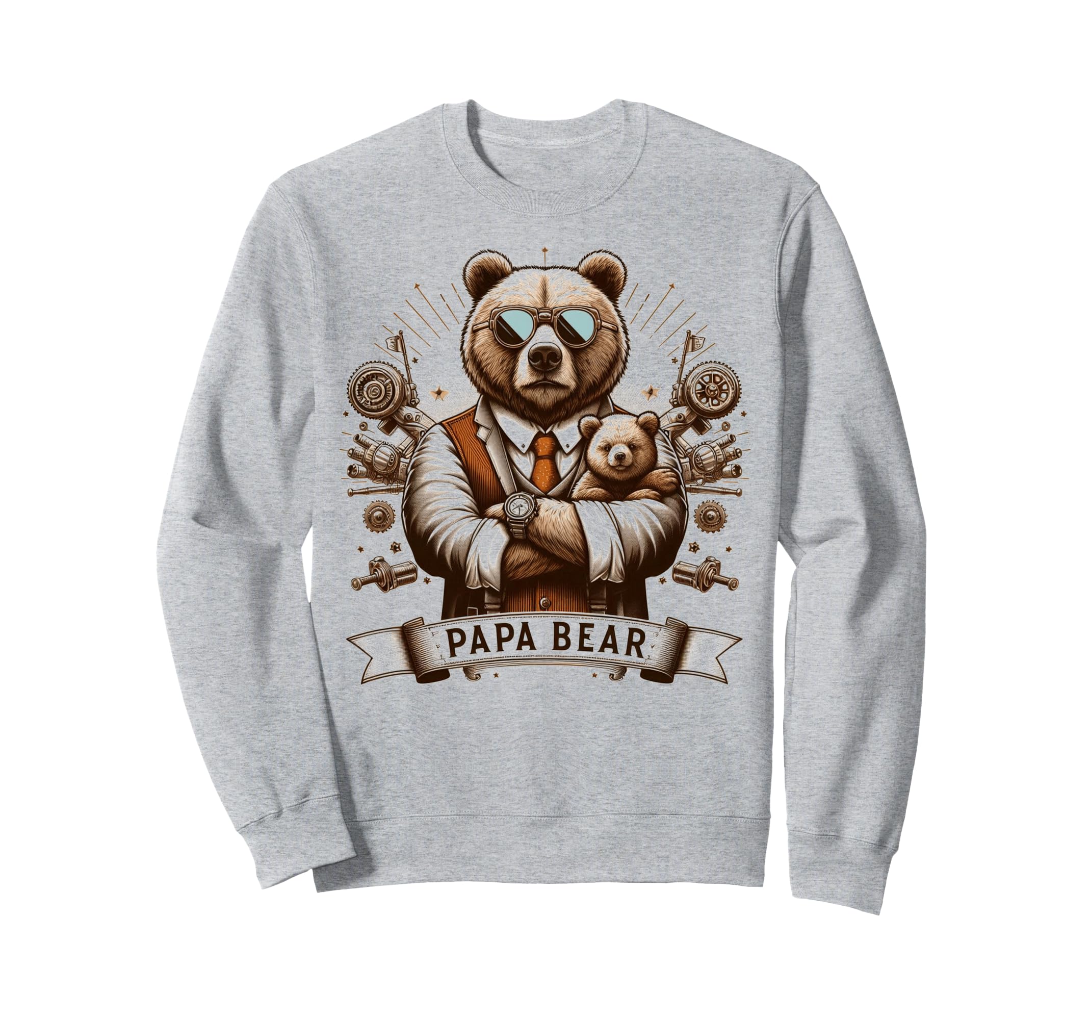 Papa Bear Funny Mechanic Bears Sweatshirt - Minimalist Print Men Women - T-Shirt, Sweatshirt, Hoodie