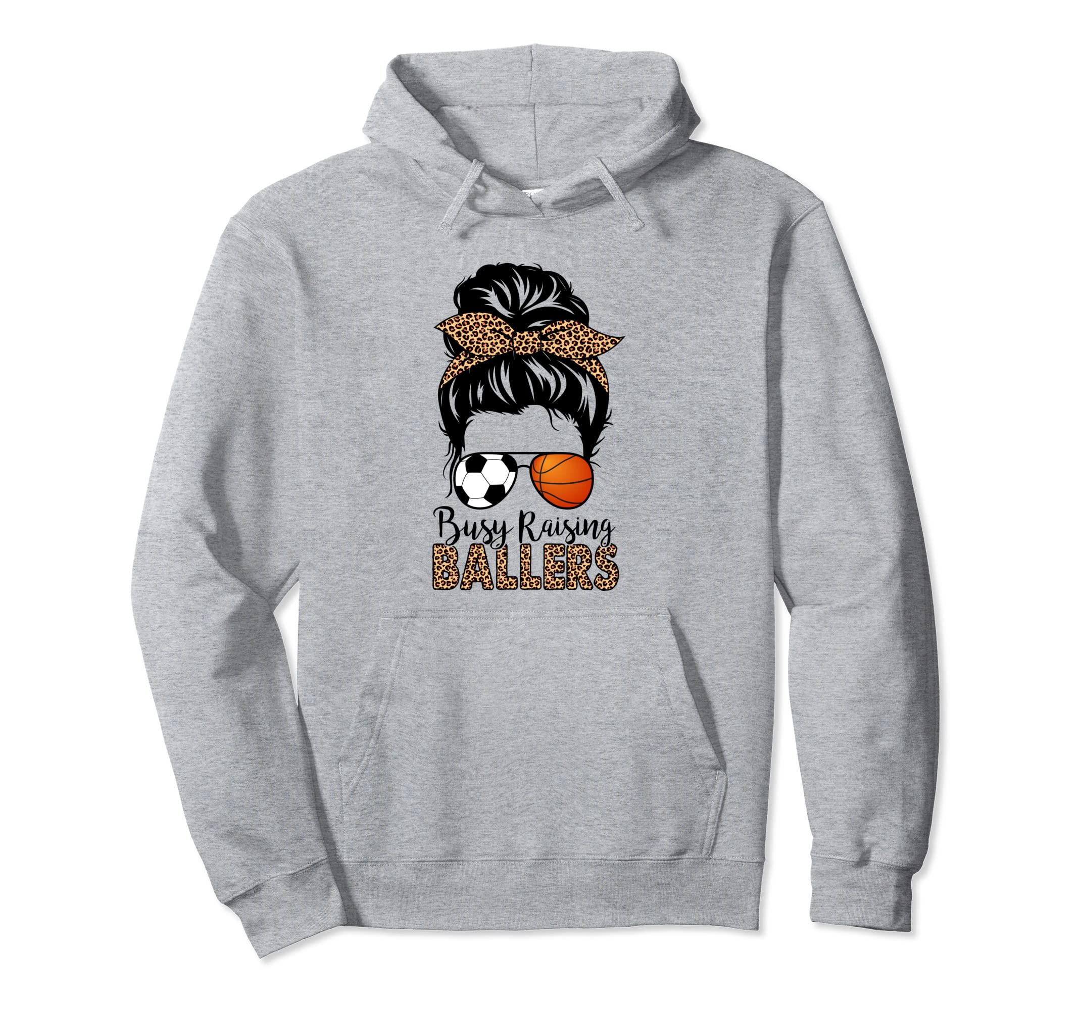 Soccer And Basketball Mom Messy Bun Hoodie - Fun Novelty Design Unisex - T-Shirt, Sweatshirt, Hoodie