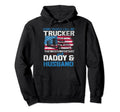 Us Flag Trucker Daddy Or Trucker Husband Hoodie - Graphic Print Unisex - T-Shirt, Sweatshirt, Hoodie