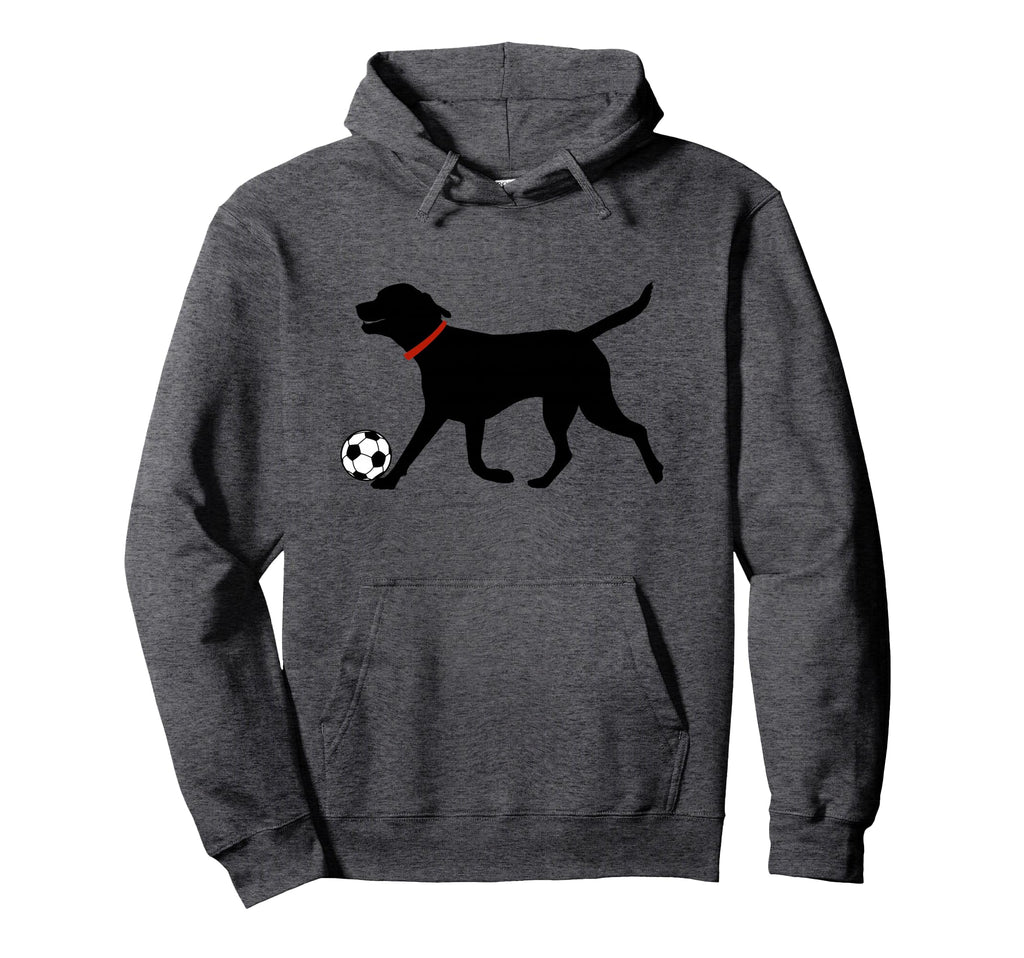 Labrador Retriever Play Soccer Black Hoodie - Unique Graphic for Adults - T-Shirt, Sweatshirt, Hoodie