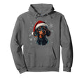 Dachshund Wiener Dog Santa Hat Funny Hoodie - Custom Art Print for Adults - T-Shirt, Sweatshirt, Hoodie
