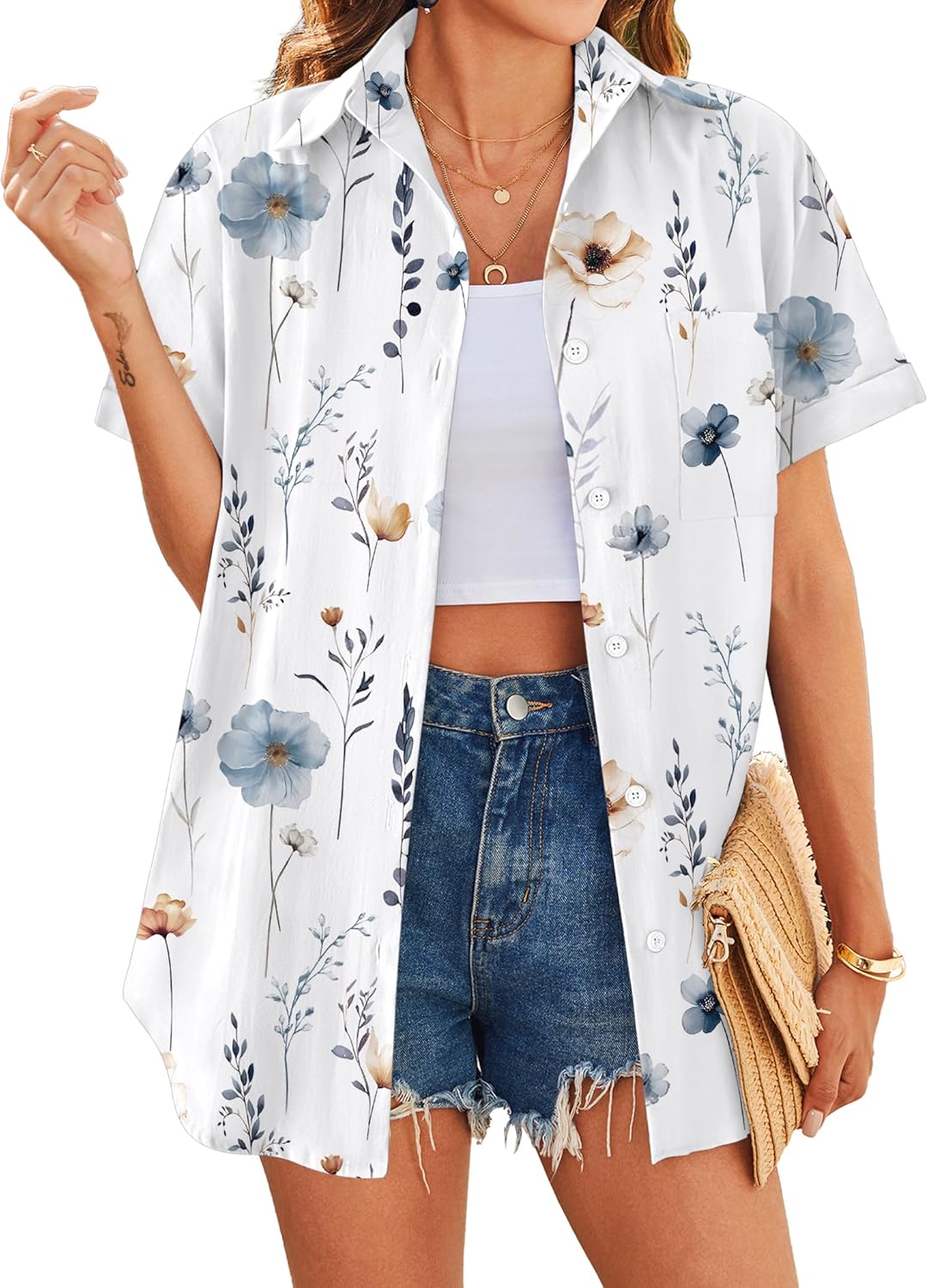 Hawaiian for Women Summer Short Sleeve Button Down - Adult & Kids T-Shirts, Sweatshirts & Hoodies apparel design preview 1