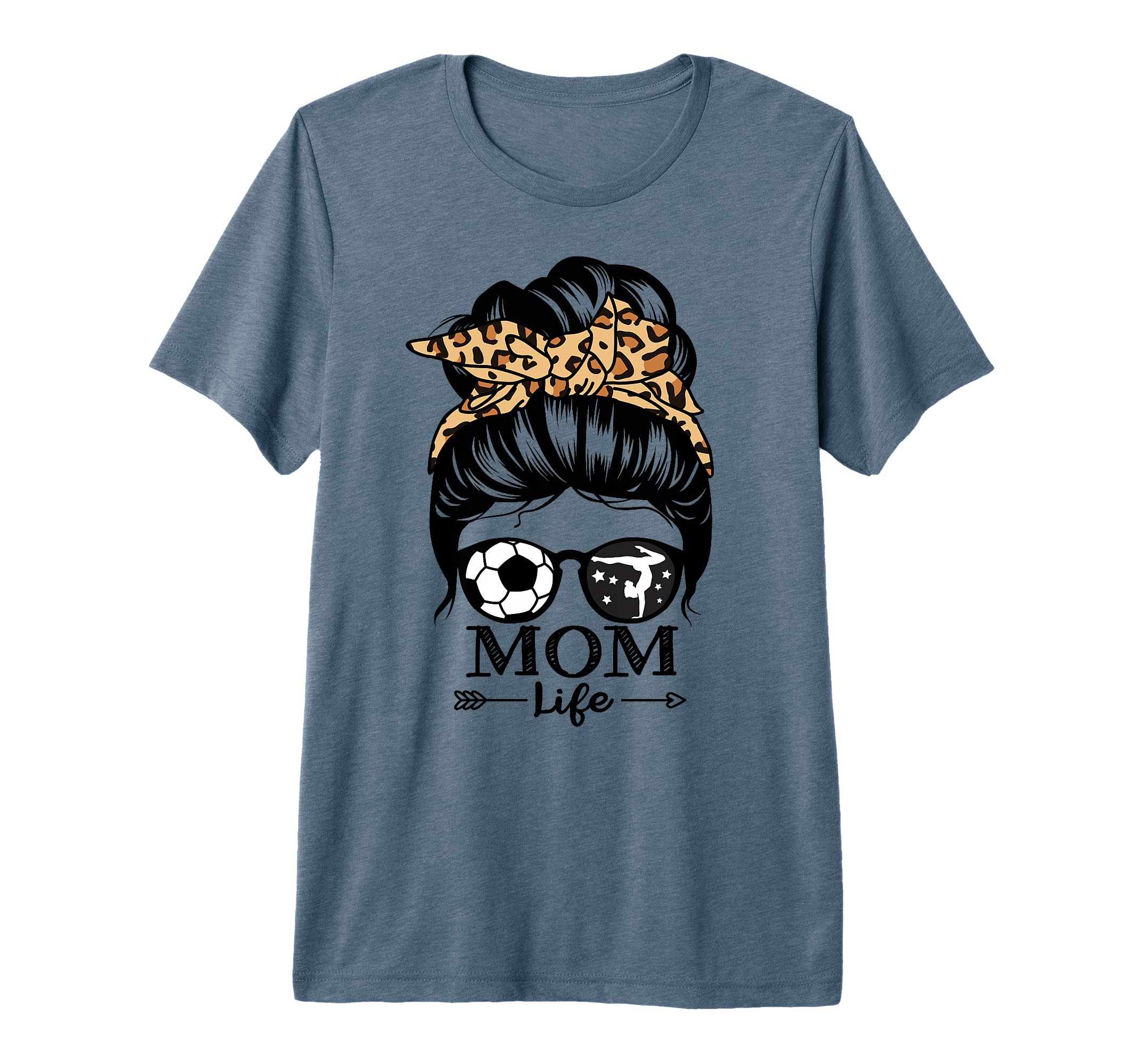 Mom Life Messy Bun Hair Funny Soccer T-Shirt - Unique Graphic Men Women - T-Shirt, Sweatshirt, Hoodie