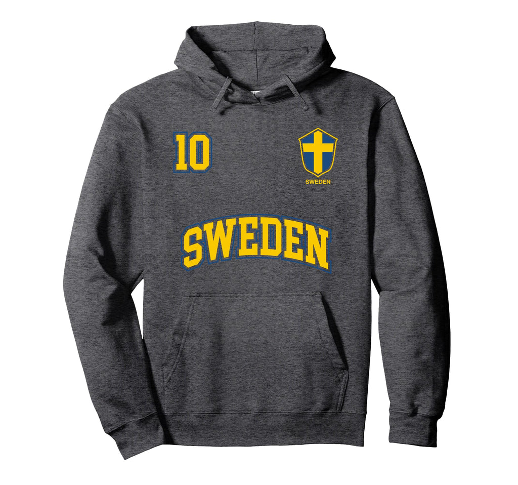 Sweden Team No 10 Sports Swedish Flag Hoodie - Custom Art Print Unisex - T-Shirt, Sweatshirt, Hoodie