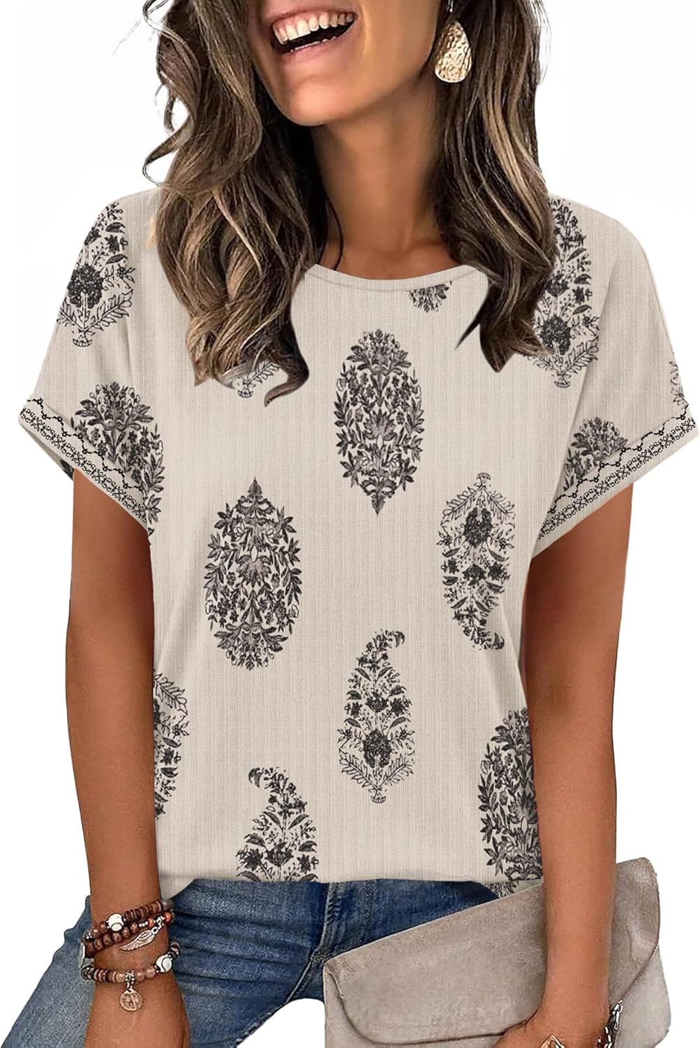 Women Textured Casual Cap Sleeve Tops Loose Fit 2026 - Adult & Kids T-Shirts, Sweatshirts & Hoodies apparel design preview 1