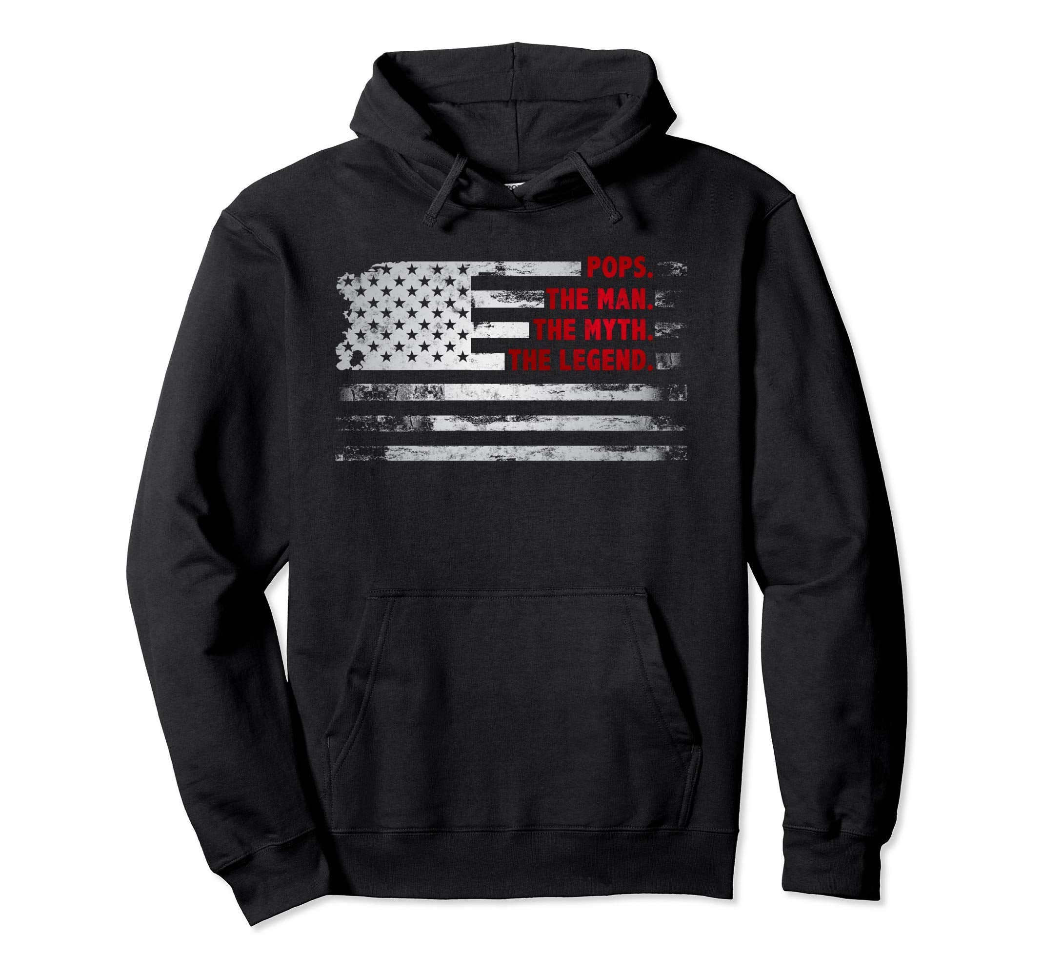 Pops Myth Legend American Usa Flag Hoodie - Custom Art Print Men Women - T-Shirt, Sweatshirt, Hoodie
