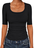 Womens Half Sleeve Tops Scoop Neck Ribbed Knit Slim - Adult & Kids T-Shirts, Sweatshirts & Hoodies apparel design preview 1