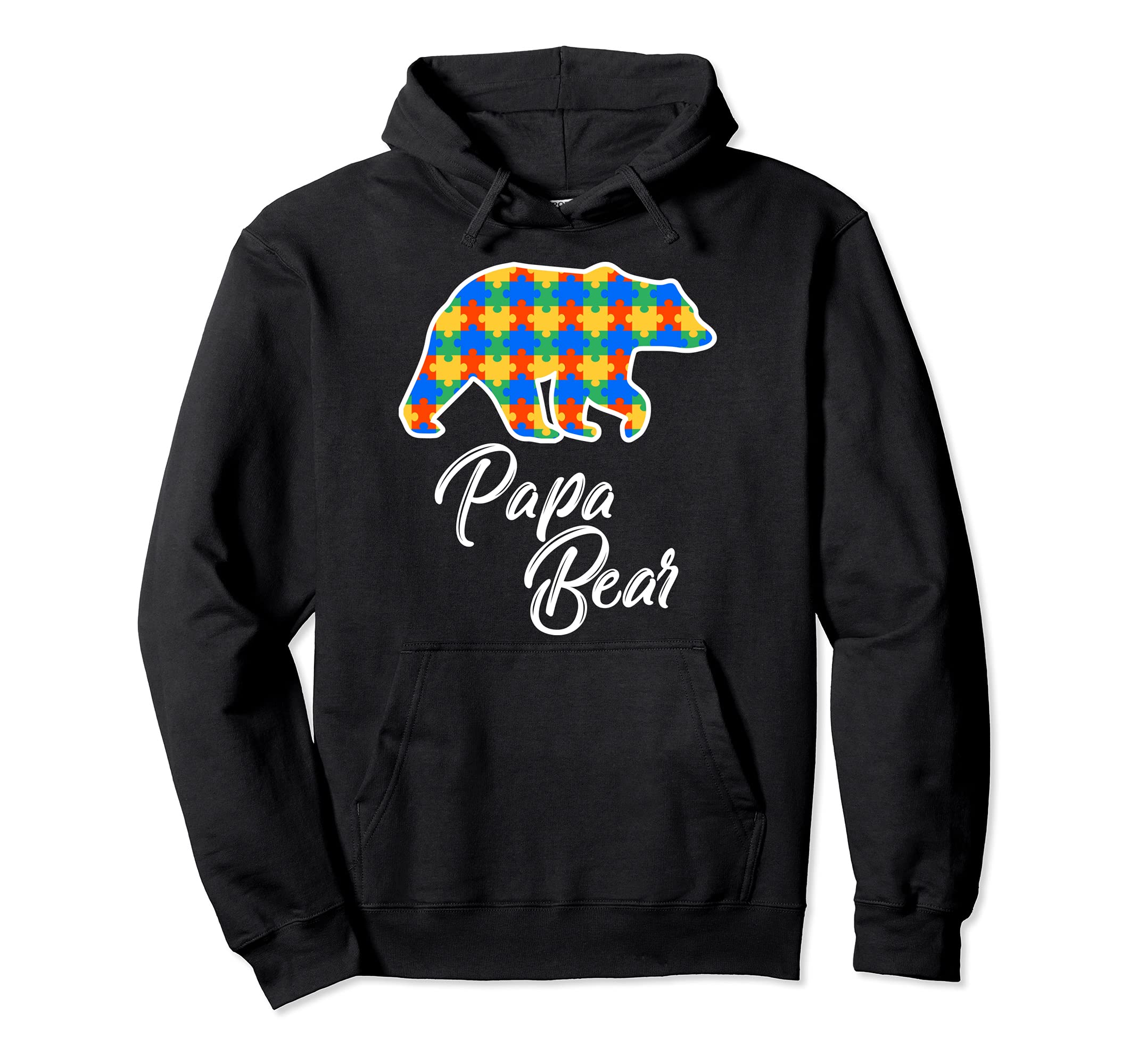 Bear Autism Puzzle Awareness Papa Hoodie - Fun Novelty Design for Adults - T-Shirt, Sweatshirt, Hoodie