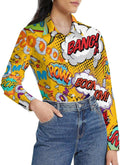 Lady Button Down Lining Comic Book Pop Art Explosions - Adult & Kids T-Shirts, Sweatshirts & Hoodies apparel design preview 1