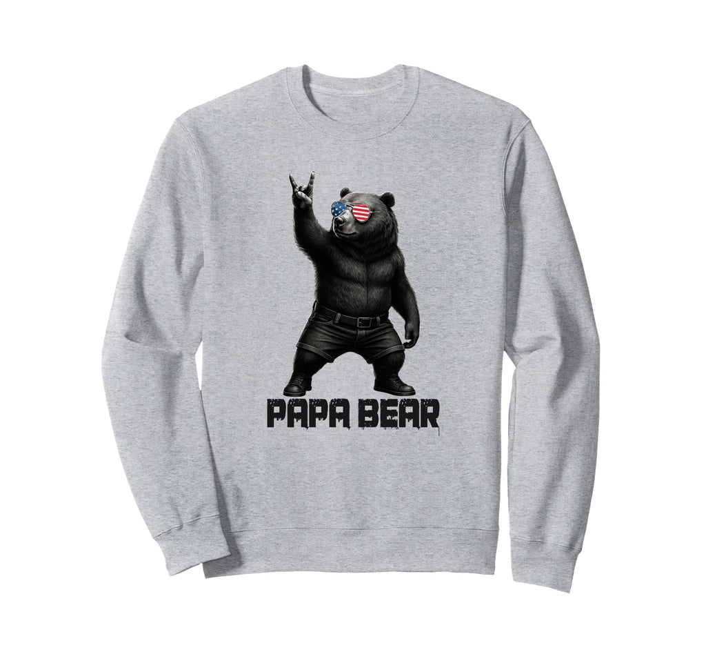 Papa Bear Grizzly Bear Rock Gesture Sweatshirt - Aesthetic Graphic Unisex - T-Shirt, Sweatshirt, Hoodie