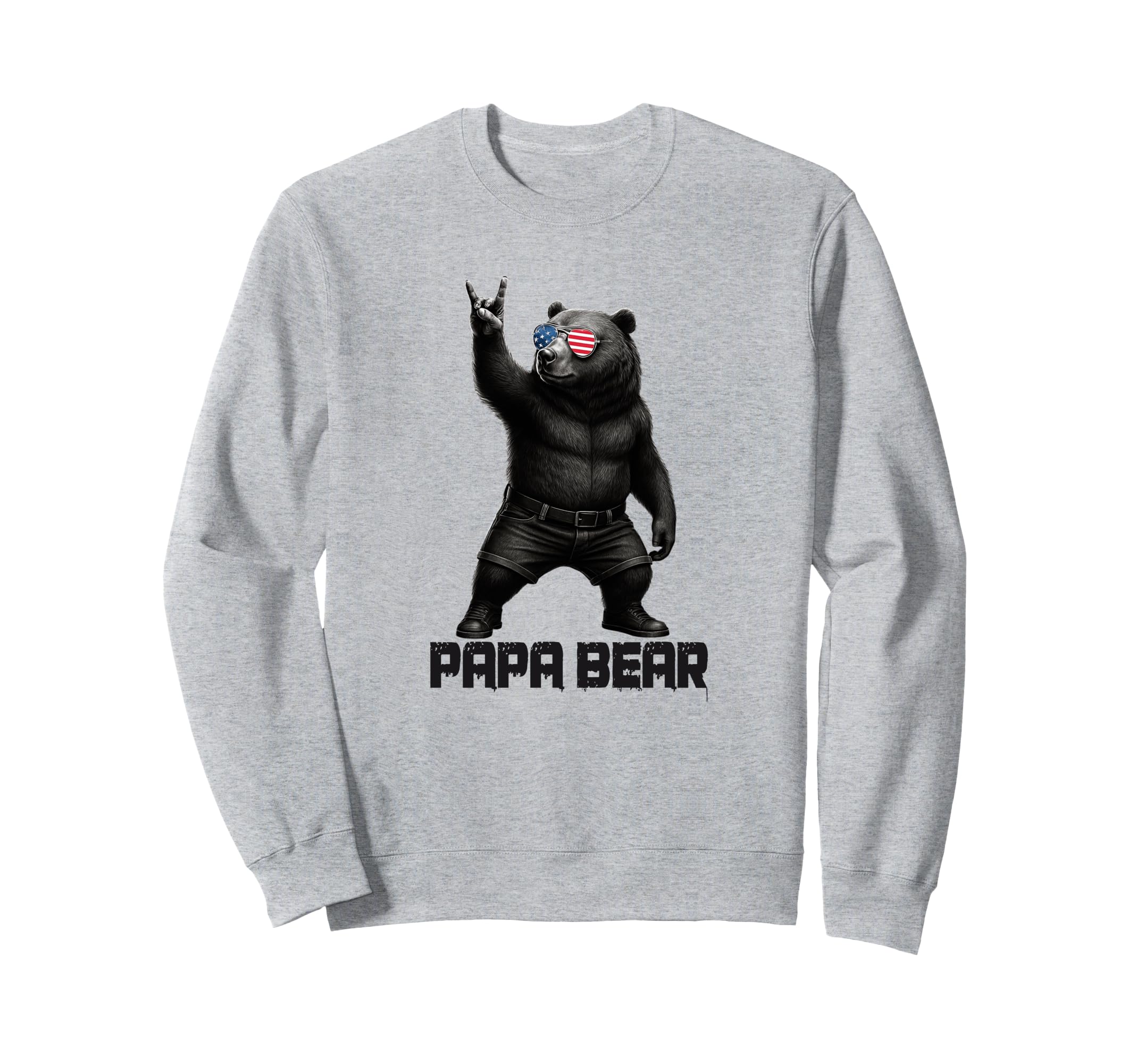 Papa Bear Grizzly Bear Rock Gesture Sweatshirt - Aesthetic Graphic Unisex - T-Shirt, Sweatshirt, Hoodie