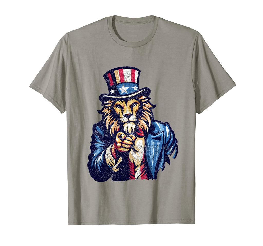 Lion Uncle Sam Pointing Finger 4Th T-Shirt - Fun Novelty Design Unisex - T-Shirt, Sweatshirt, Hoodie