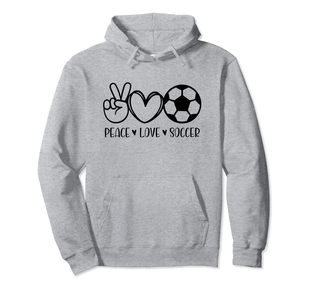 Peace Love Soccer Game Day Sports Mom Hoodie - Trendy Graphic for Adults - T-Shirt, Sweatshirt, Hoodie