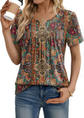 Womens Summer Tops 2026 Short Sleeve V Neck Pleated - Adult & Kids T-Shirts, Sweatshirts & Hoodies apparel design preview 1