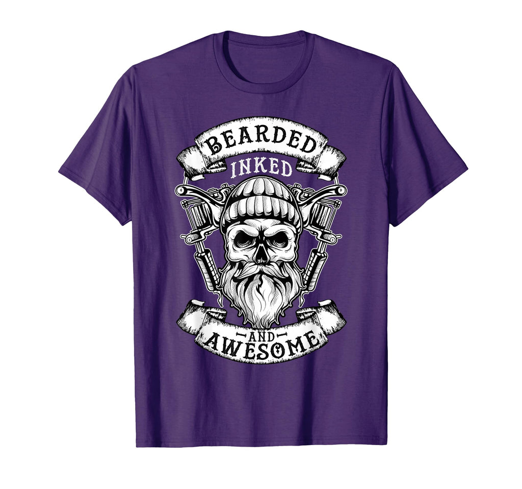 Bearded Inked And Awesome Badass Dad T-Shirt - Trendy Graphic Men Women - T-Shirt, Sweatshirt, Hoodie