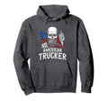 American Trucker Patriotic Truck Hoodie - Fun Novelty Design Men Women - T-Shirt, Sweatshirt, Hoodie