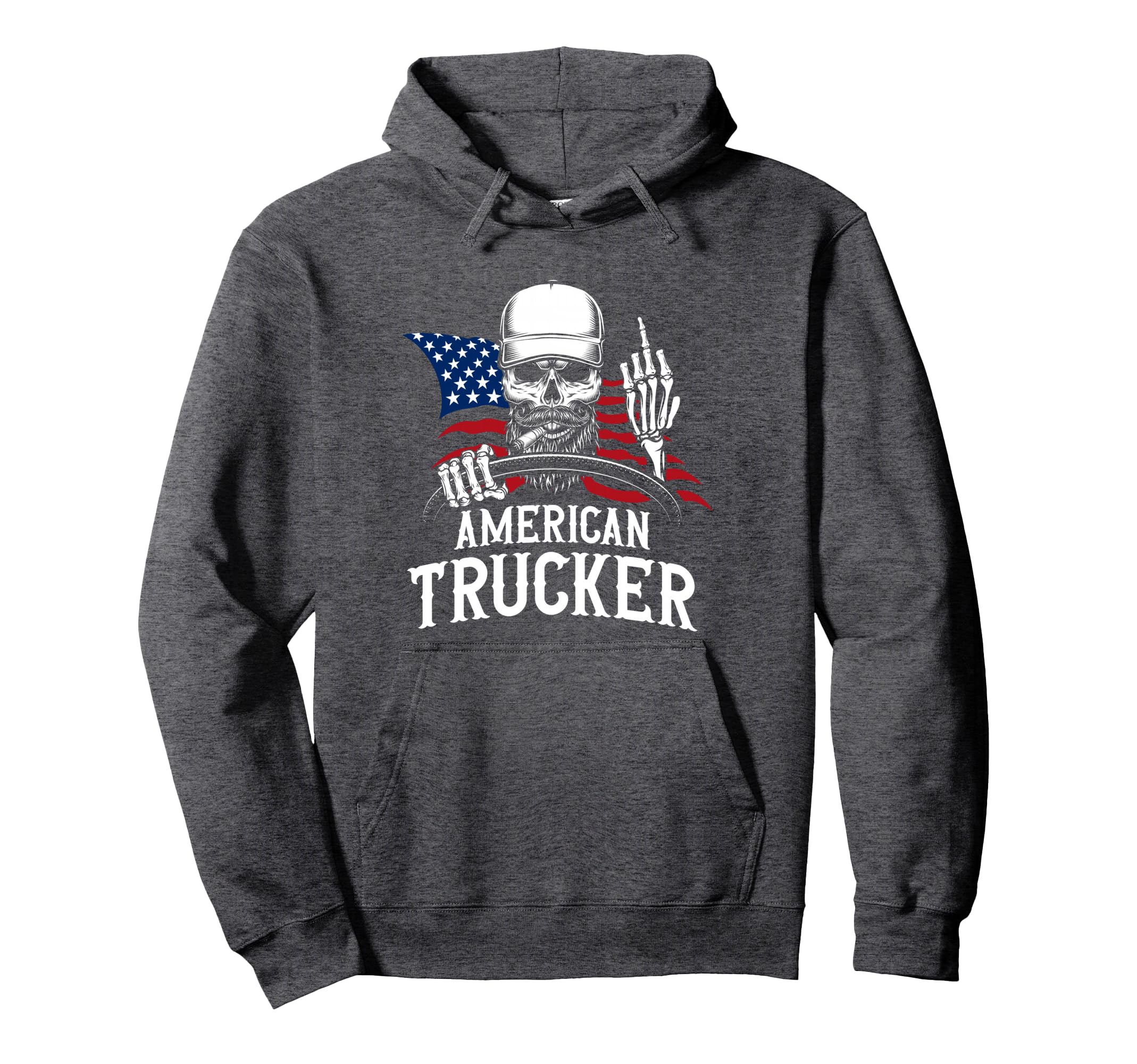 American Trucker Patriotic Truck Hoodie - Fun Novelty Design Men Women - T-Shirt, Sweatshirt, Hoodie