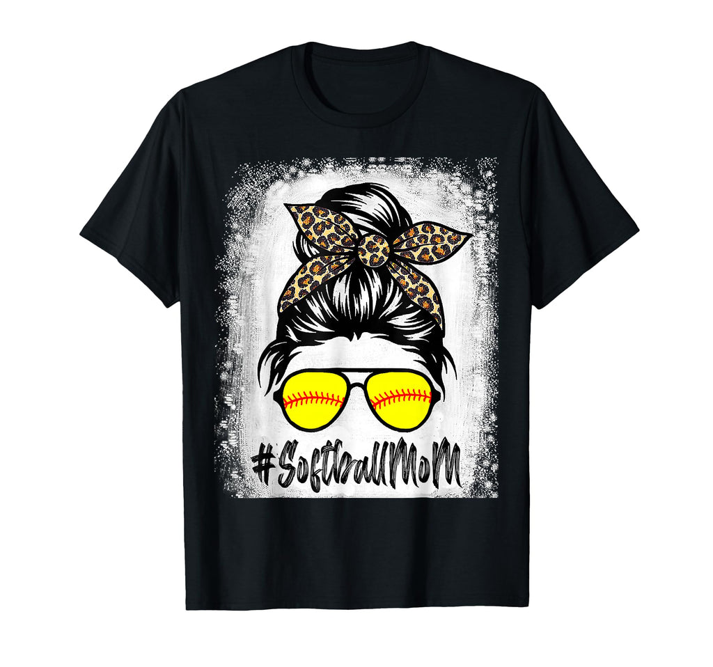 Bleached Softball Mom Life Leopard And T-Shirt - Graphic Print Men Women - T-Shirt, Sweatshirt, Hoodie