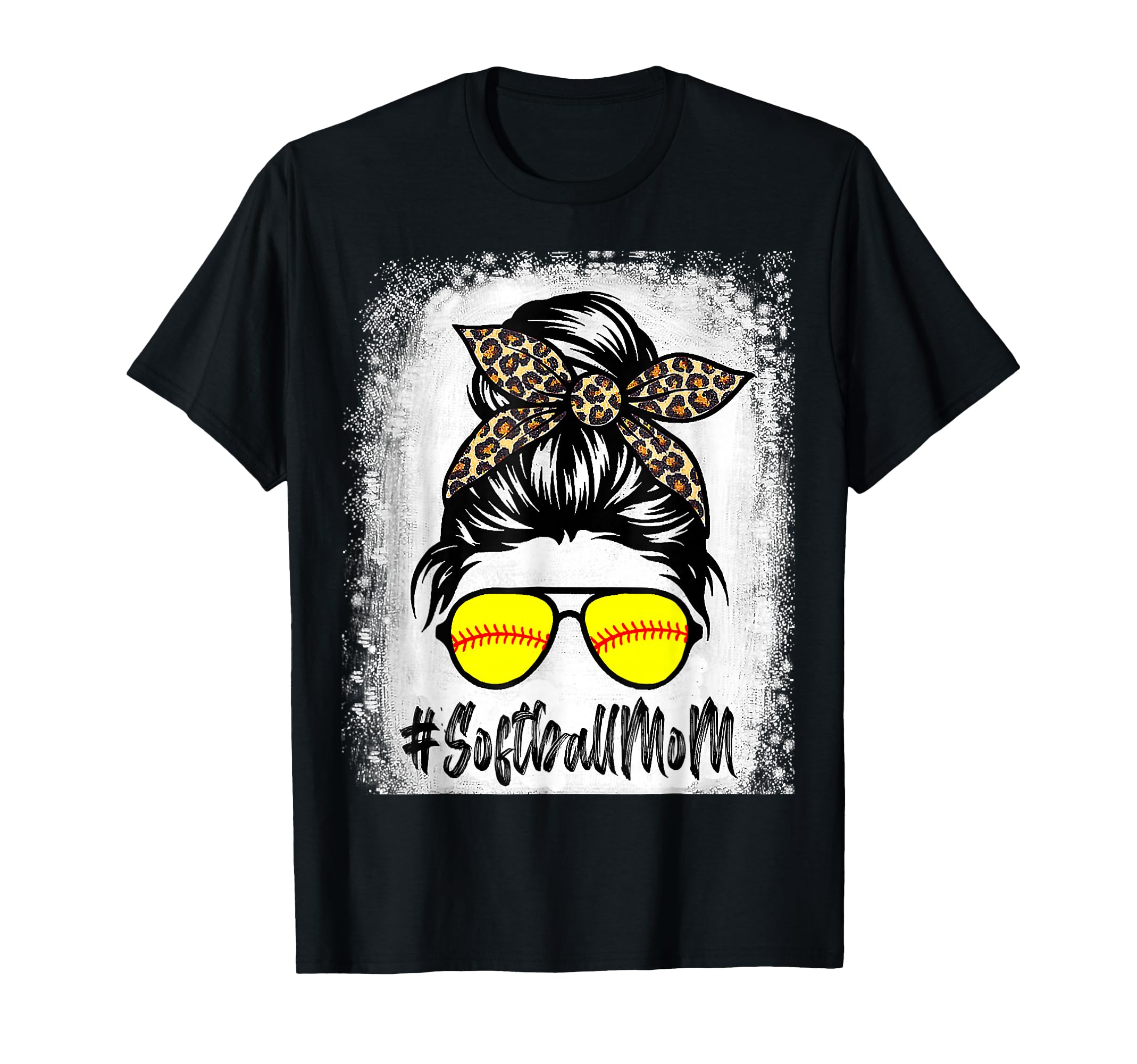 Bleached Softball Mom Life Leopard And T-Shirt - Graphic Print Men Women - T-Shirt, Sweatshirt, Hoodie