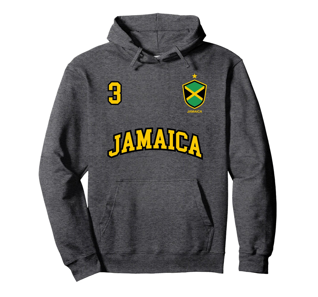 Jamaica Number 3 Soccer Team Hoodie - Casual Everyday Wear Men Women - T-Shirt, Sweatshirt, Hoodie