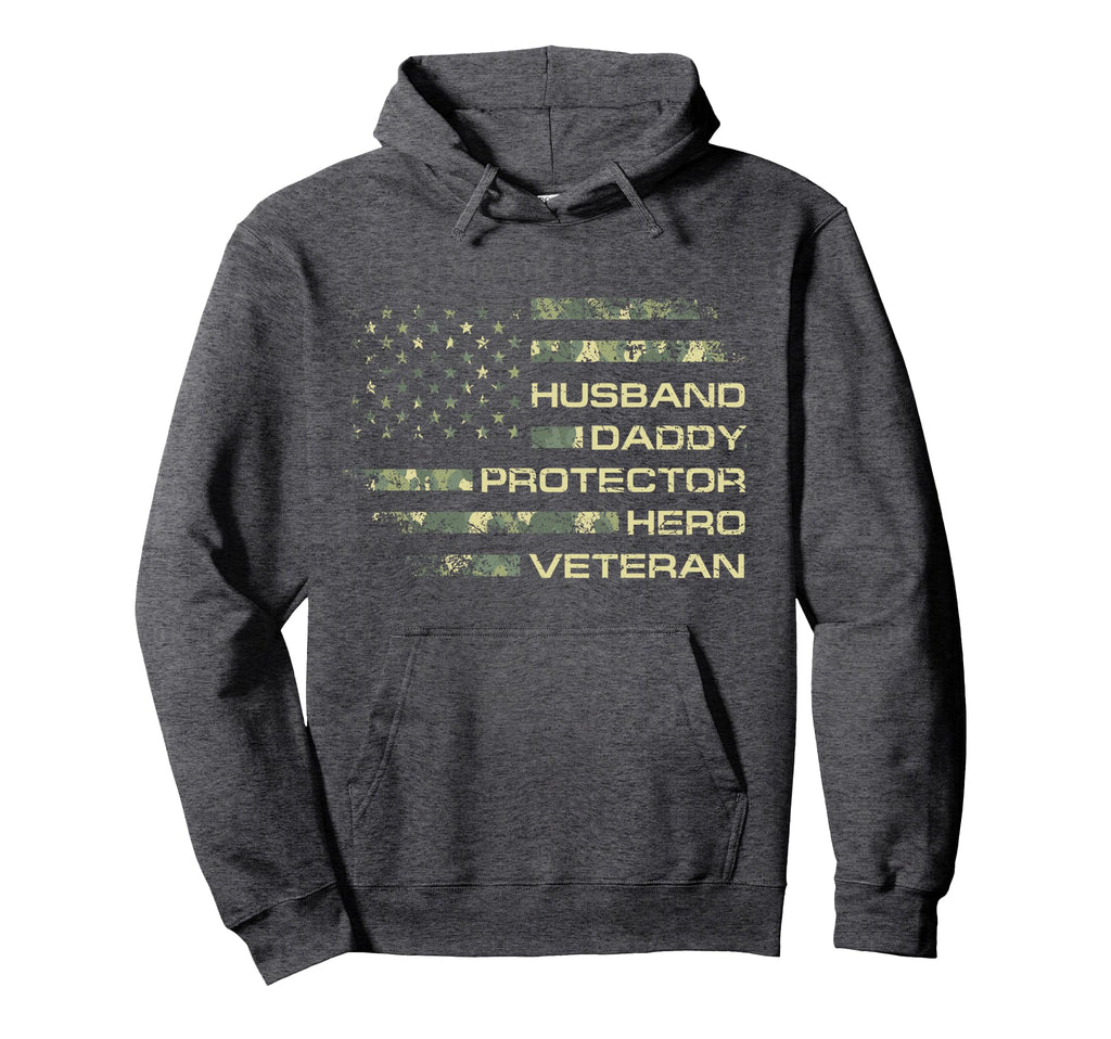 Husband Daddy Protector Hero Veteran Usa Hoodie - Graphic Print Men Women - T-Shirt, Sweatshirt, Hoodie