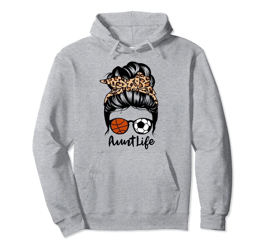 Aunt Life Messy Bun Hair Funny Soccer Hoodie - Custom Art Print for Adults - T-Shirt, Sweatshirt, Hoodie
