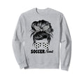 Soccer Aunt Auntie Messy Bun Cheer Sweatshirt - Aesthetic Graphic Unisex - T-Shirt, Sweatshirt, Hoodie